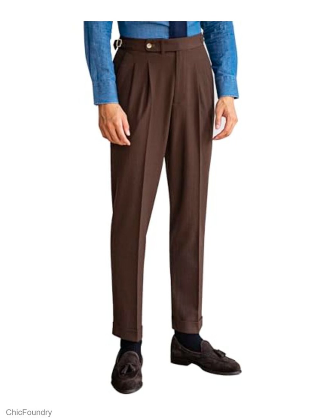 Men's Italian Dress Pants Gurkha High Rise Ankle Length Stretchable Breathable